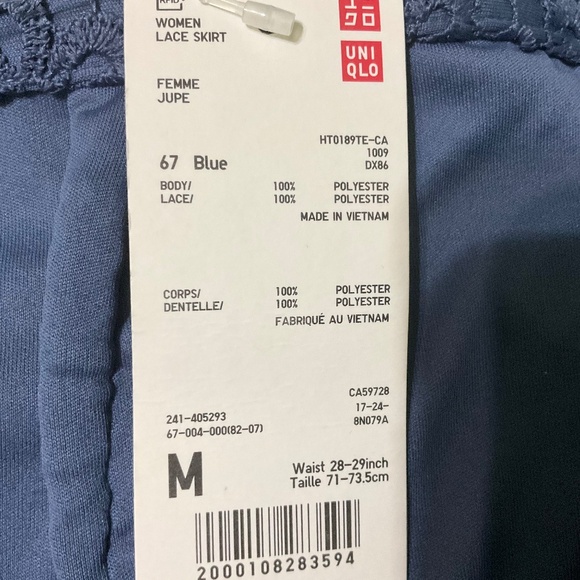 Uniqlo women lace skirt, blue, size m, new white tag, beautiful - Picture 4 of 4